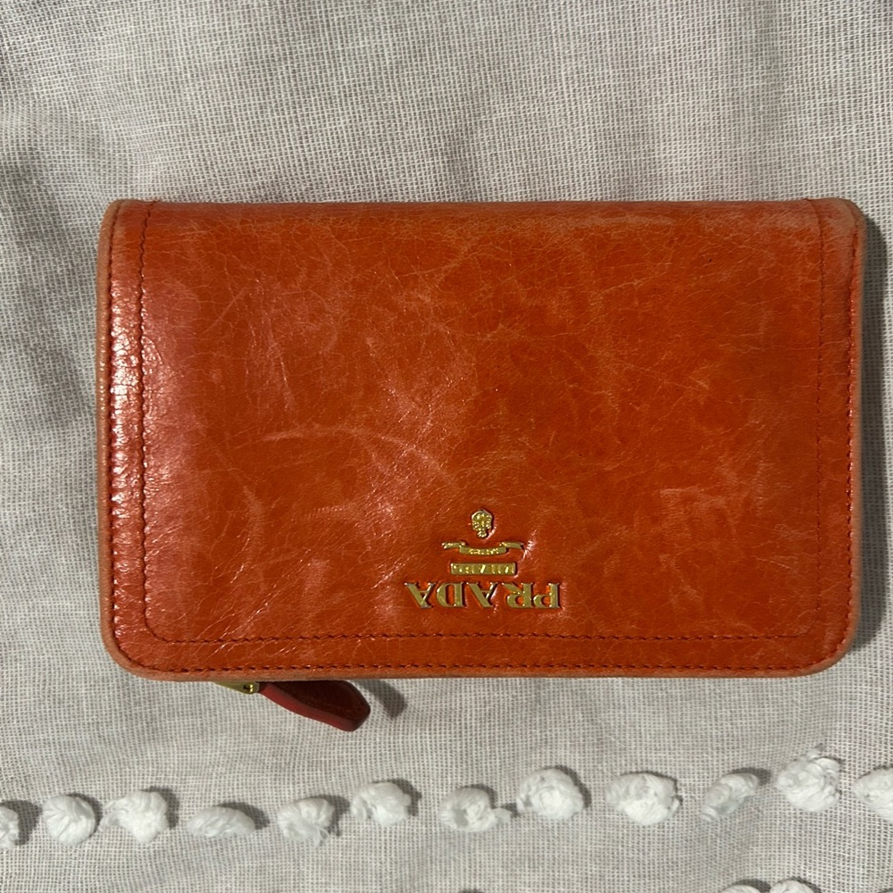 Prada Vibrant Orange Leather Wallet